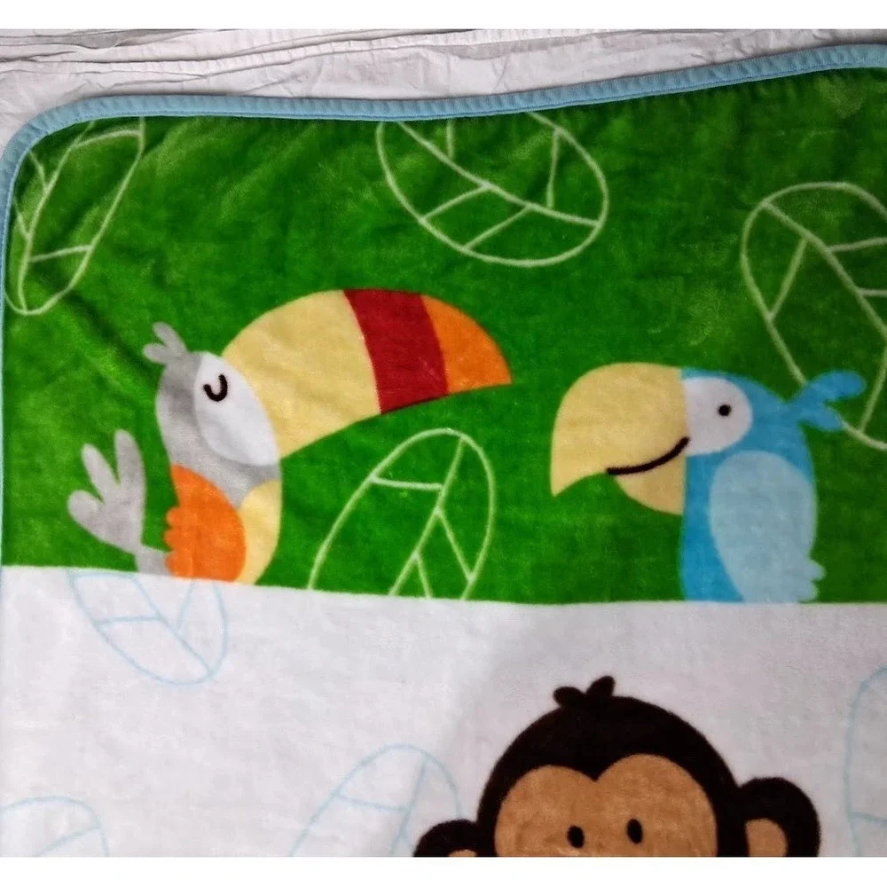 Garanimals Monkey Tiger Bird Baby Blanket Soft Leaves Walmart 30x40 Lovey Jungle